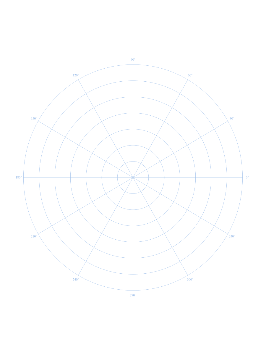 Polar graph paper PDF preview with concentric rings and degree labels